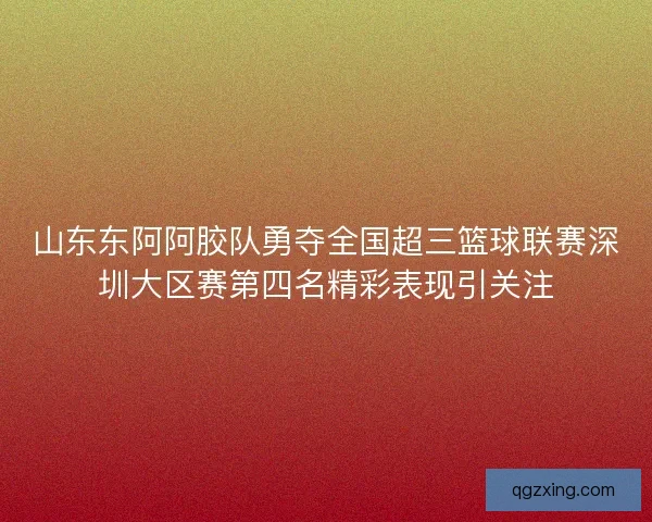 山东东阿阿胶队勇夺全国超三篮球联赛深圳大区赛第四名精彩表现引关注